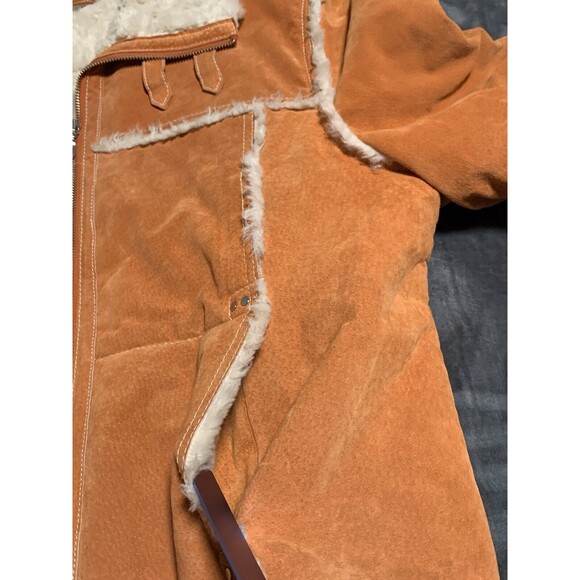 Vintage Wilsons Maxima Women Jacket XL Orange Zip Front Faux Fur Penny Lane Flaw - Picture 6 of 16